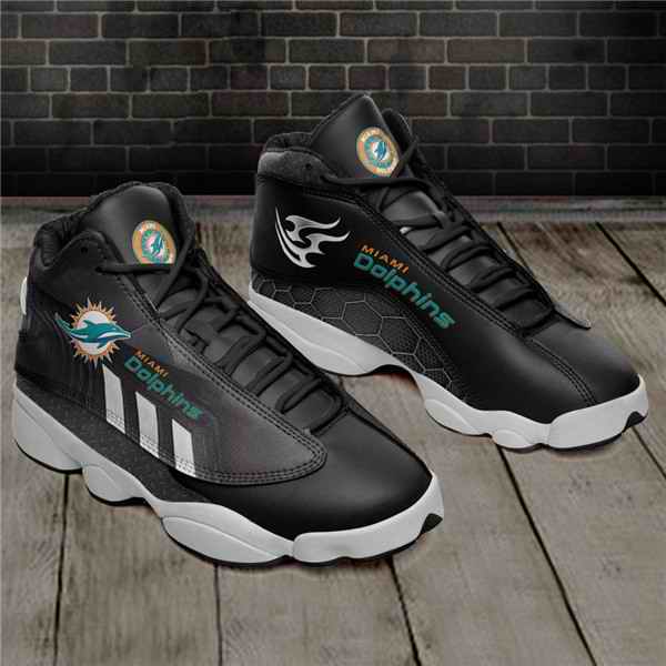 Men's Miami Dolphins AJ13 Series High Top Leather Sneakers 002